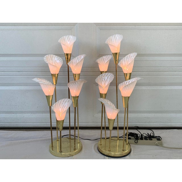 1970’s Vintage Calla Lily Six Bulb Table Lamps a Pair Chairish