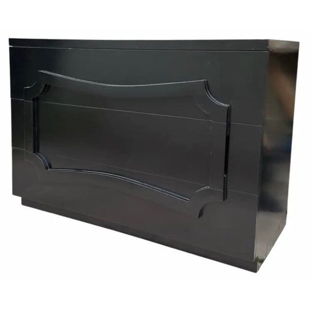 Hollywood Regency Lorin Jackson Grosfeld House Black Lacquer Chest of Drawers - 1 of 2 Available For Sale - Image 3 of 4