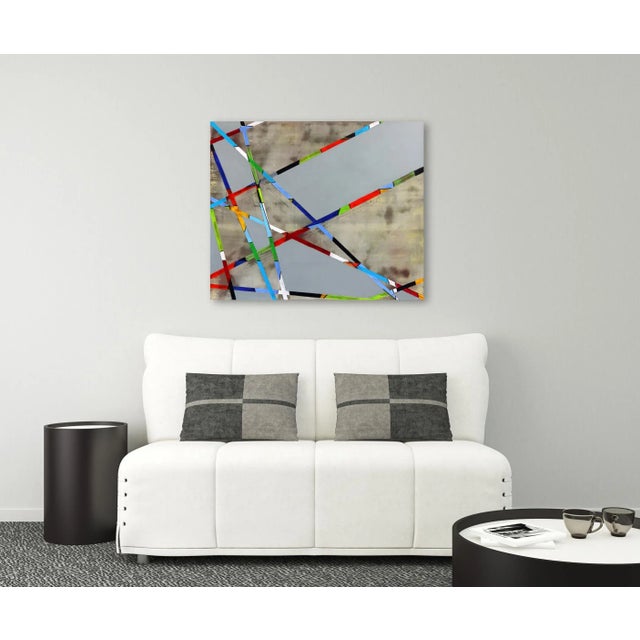 2020s Modern Abstract Geometric Original Oil Painting on Canvas by Petra Rös-Nickel "The Line" For Sale - Image 5 of 9