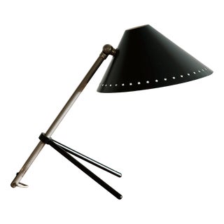 Pinocchio Lamp with Black Shade by H. Busquet for Hala Zeist, Netherlands, 1950s For Sale