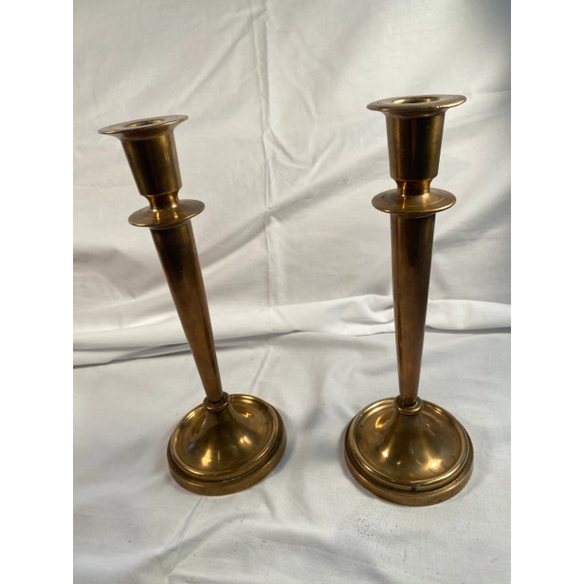 Antique English Pair of Bronze Candlesticks For Sale - Image 4 of 6