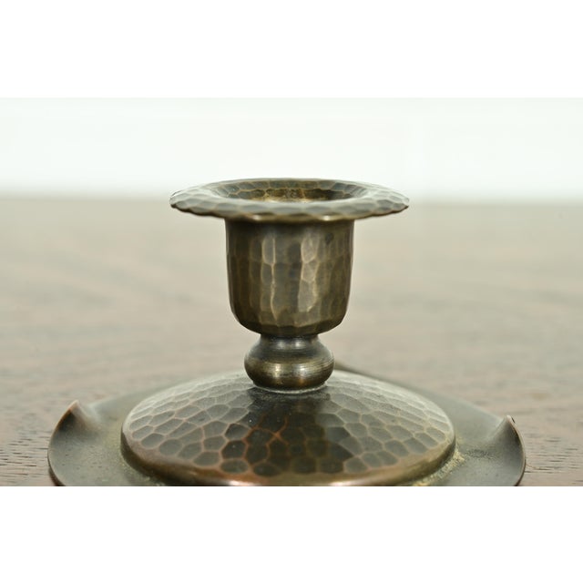Metal Roycroft Arts & Crafts Hammered Copper Candlesticks, Pair For Sale - Image 7 of 12
