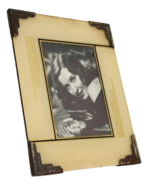 1920s Art Deco Reverse Painted Glass Picture Frame 4x6