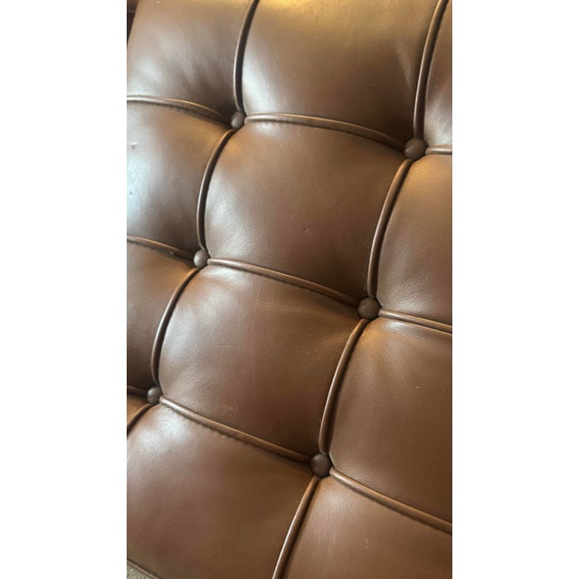 Pair of Knoll Barcelona® Chairs by Ludwig Mies Van Der Rohe - Velluto Pelle Umber Leather For Sale - Image 12 of 12