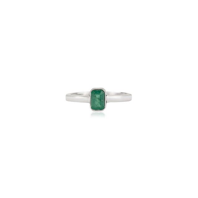 Not Yet Made - Made To Order Emerald Bezel Set Solitaire Ring in 925 Sterling Silver - Size 6.5 For Sale - Image 5 of 13