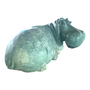 Shona Hippopotamus Sculpture in Green Serpentine