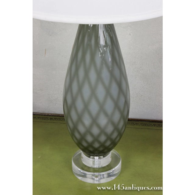Pair of Italian Murano Glass Table Lamps With Diamond Pattern, 1950s For Sale - Image 4 of 10