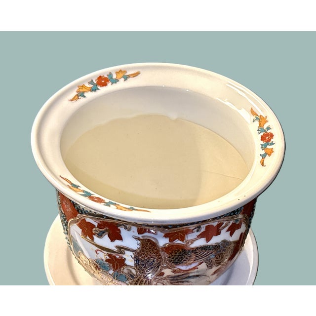 Red Mid Century Chinese Chinoiserie Planter With Water Tray For Sale - Image 8 of 11