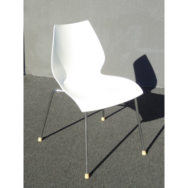 Vintage Mid Century Modern Kartell Made Italy White Accent Maui Chairs