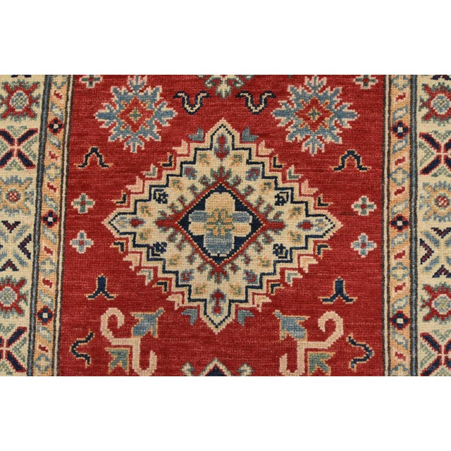 Red Kazak Runner 2’7” X 6’6” Red Wool Tribal Hand-Knotted Oriental Rug For Sale - Image 8 of 12