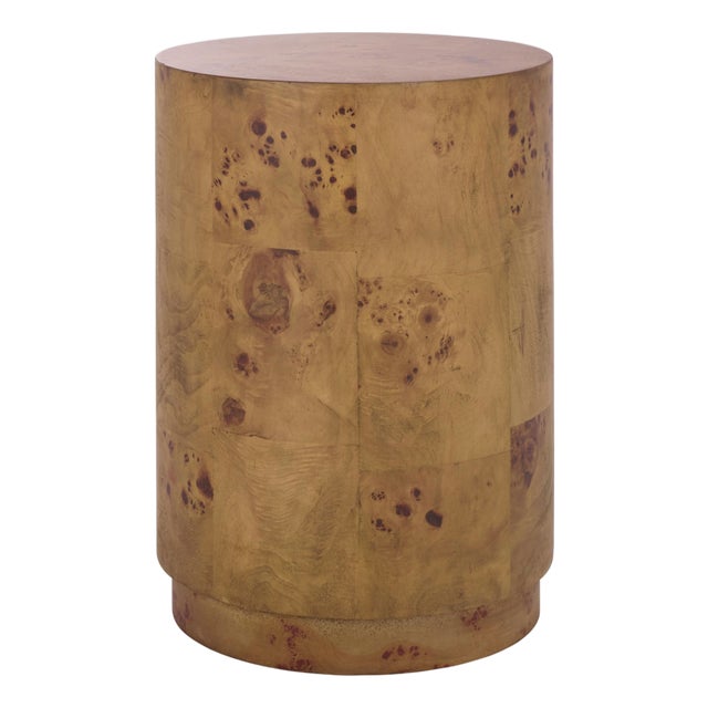 Siya Burl Round Accent Table in Brown For Sale