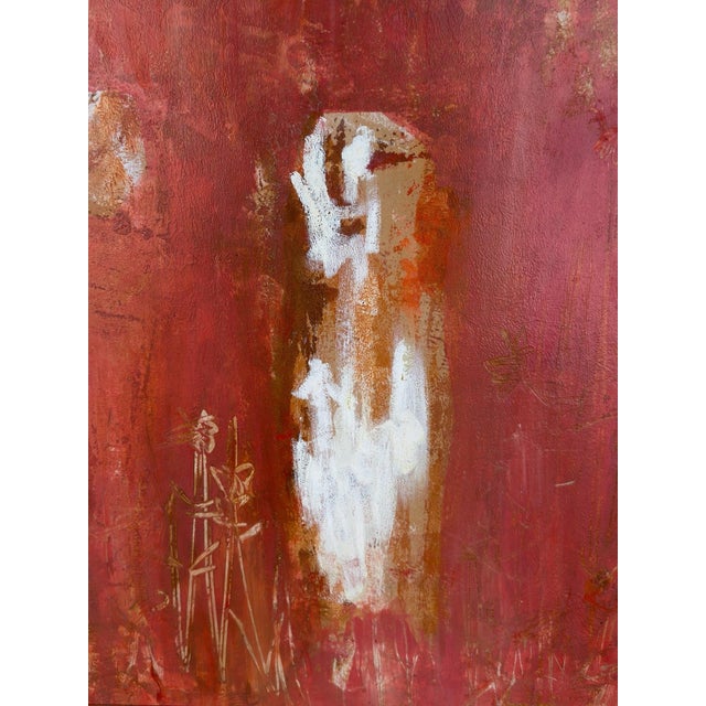 Mid 20th Century Mid Century Modern Abstract Art Oil Painting in Giltwood Frame For Sale - Image 5 of 6