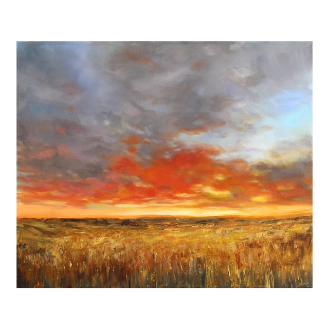 Country Views - Original Contemporary Landscape Acrylic and Graphite Painting on Canvas by Jodi Miller For Sale