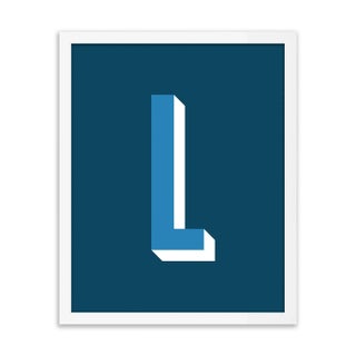 Alphabet Series in Navy, Letter L by Pencil & Paper in White Frame, XS Art Print For Sale