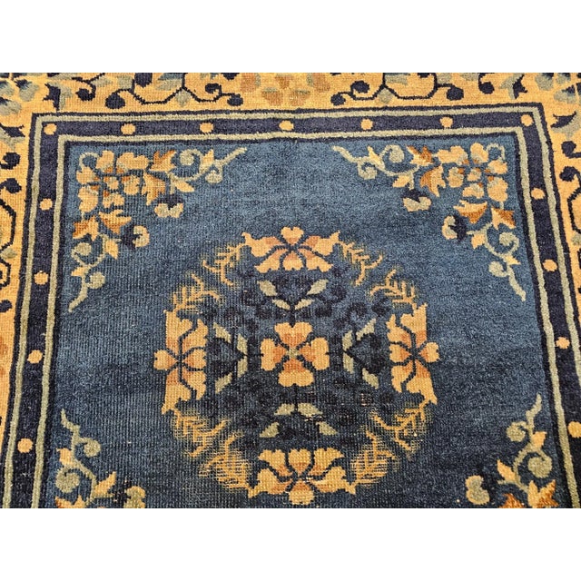Chinese 19th Century Chinese Peking Area Rug With Floral & Bird Motifs For Sale - Image 3 of 9