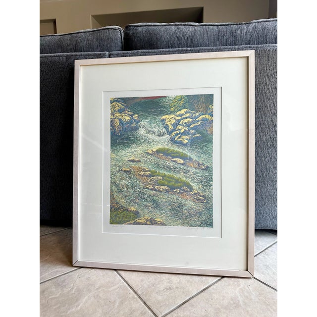 Mid-Century Modern Monotype Painting Framed by Listed Artist Russell Hamilton For Sale - Image 3 of 12