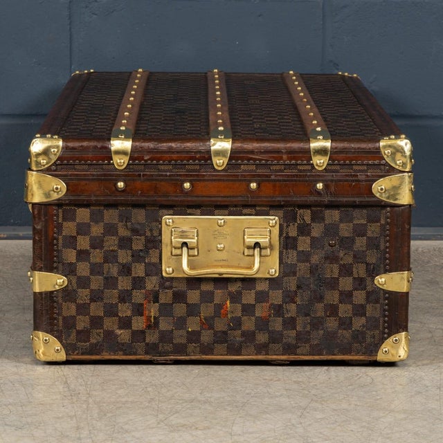 Late 19th Century 19th Century Antique Steamer Trunk in Damier Canvas from Louis Vuitton, France For Sale - Image 5 of 18