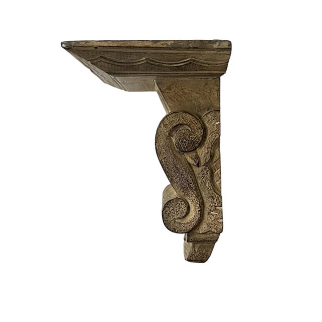 Vintage Hand Carved Wood Wall Corbel Display Shelf For Sale - Image 6 of 6