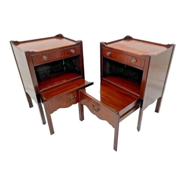 1950s Mid Century Kittinger Nightstands Pull Out Bed Step Shelf Drawer