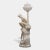 Pair of Monumental Antique Italian Carved Alabaster Venus & Cupid Figural Torchiere Lamps on Black Marble Pedestals For Sale - Image 9 of 12