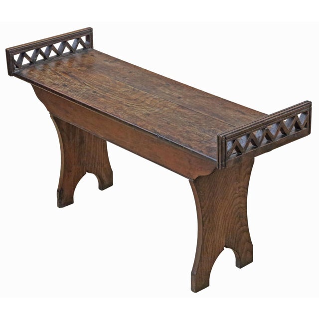 Brown Antique Arts & Crafts Oak Window Seat, 1800s For Sale - Image 8 of 8