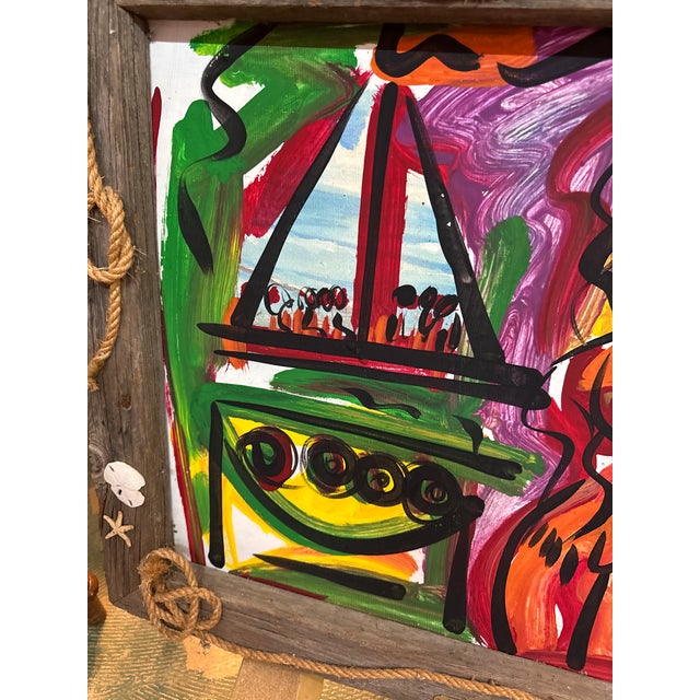 Peter Keil 1970s Peter Keil Original Nautical Abstract Painting For Sale - Image 4 of 7