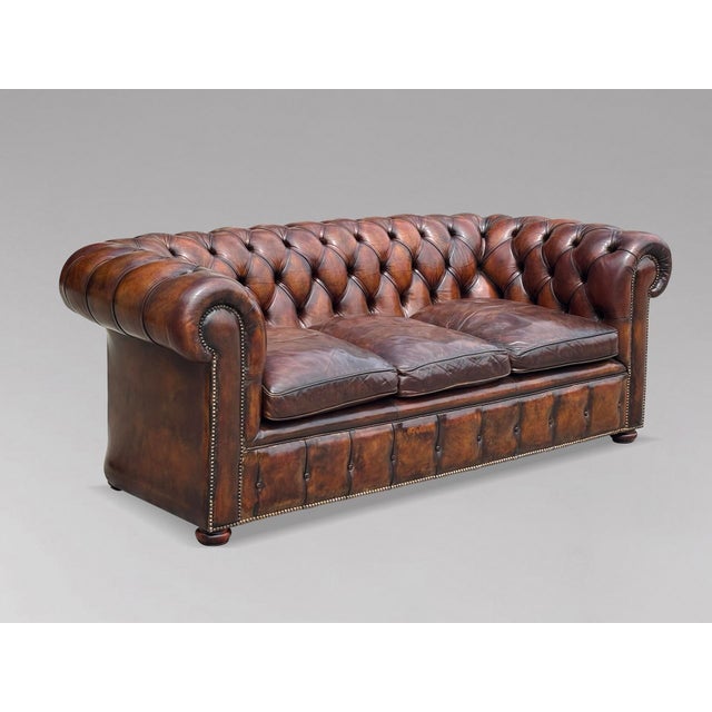 Victorian Brown Leather Chesterfield 3-Seater Sofa, 1880s For Sale - Image 12 of 12