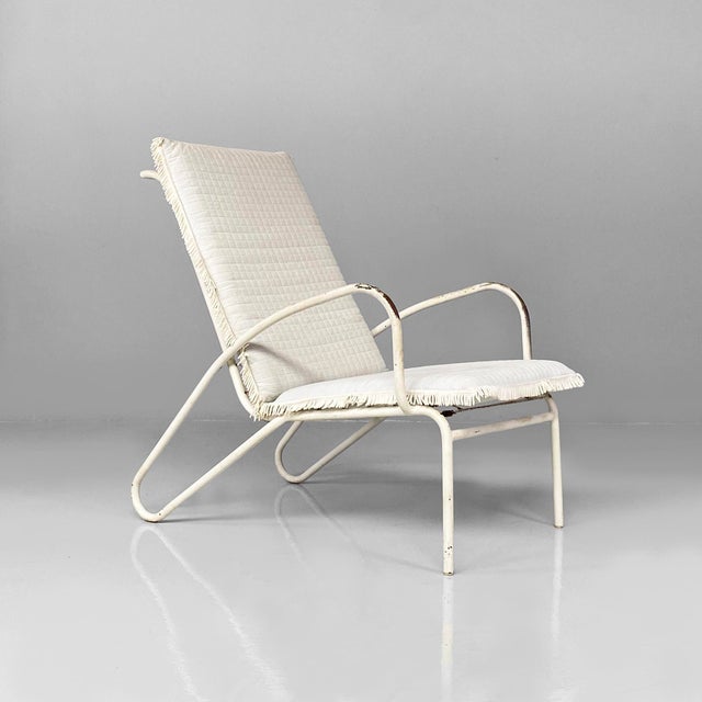 Mid-Century Modern Mid-Century Italian White and Azure Iron Outdoor Lounge Chairs, 1960s, Set of 2 For Sale - Image 3 of 18