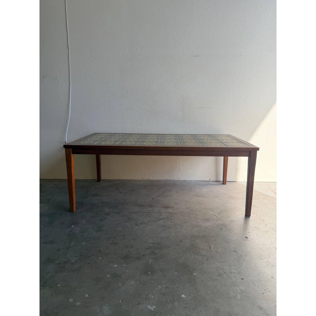 1960s Danish Modern Teak Coffee Table With Tile Top – Mid Century Scandinavian Vintage Table For Sale - Image 5 of 7