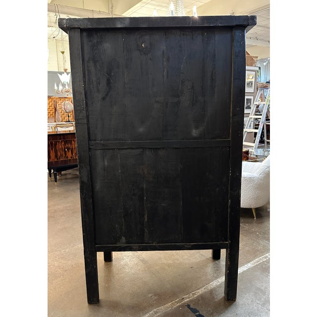 Large Chinoiserie Red Lacquered Cabinet or Armoire With Gilt Accents For Sale - Image 11 of 12