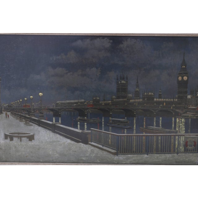 "London Bridge at Night" Acrylic Painting by David Thomas For Sale - Image 4 of 10