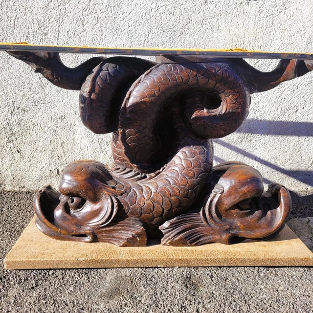 Coffee Table in Marble and Carved Wood, 18th Century For Sale - Image 4 of 17