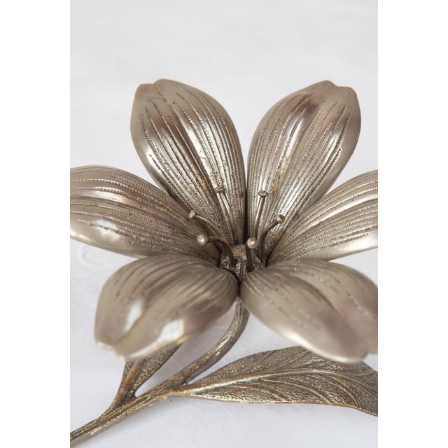 Vintage Silvered Bronze Flower Ashtray, 1960 For Sale - Image 3 of 8