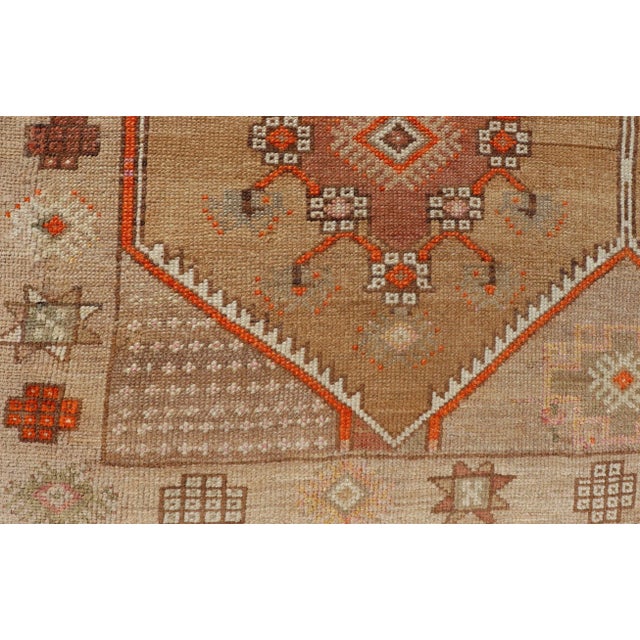 Textile Vintage Turkish Kars Gallery Runner in Brown Color, Tan, Taupe and Orange 5'9 X 13'4 For Sale - Image 7 of 10