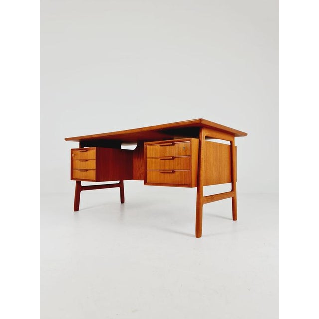 Danish Teak Executive Model No 75 Desk by Omann Jun, 1960s For Sale - Image 9 of 18