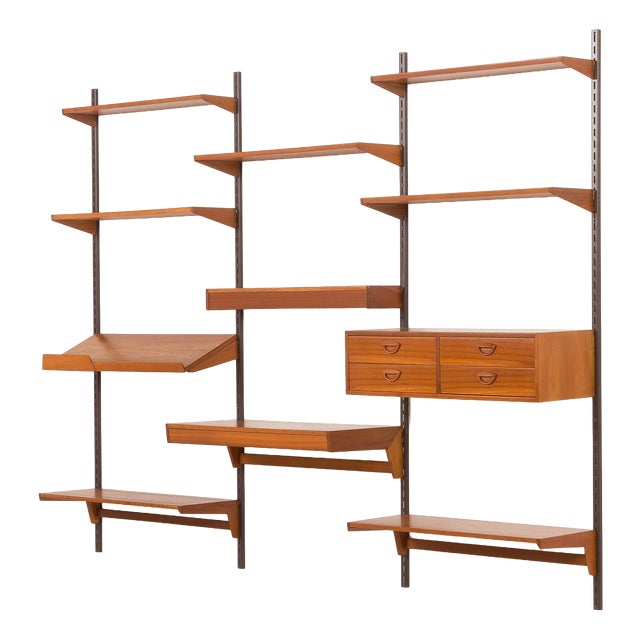 Vintage Teak Wall Unit by Kai Kristiansen for FM Mobler, 1960s For Sale