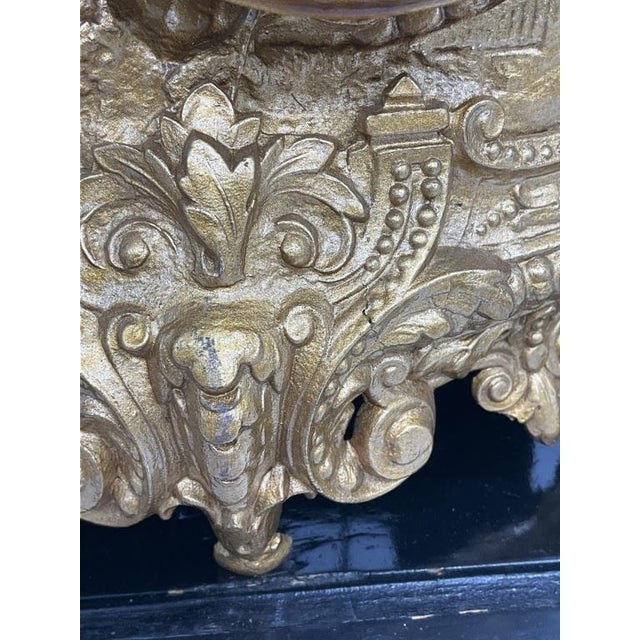 Antique French Gilt Spelter Mantel Clock Glass Dome Windmill Figural Victorian Clock C. 1880 For Sale - Image 9 of 10