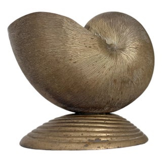 1970s Brass Nautilus Shell Planter Vase For Sale