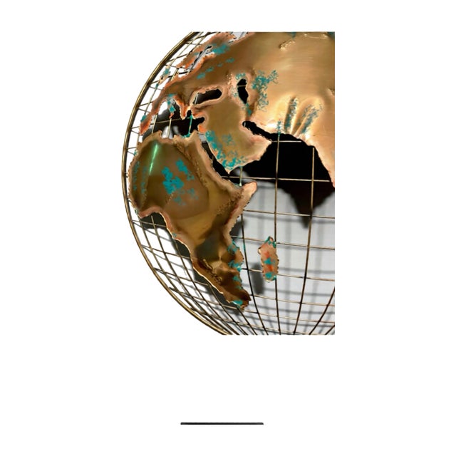 Iconic Curtis Jere World Globe Torch-Cut Brutalist Abstract Metal Art Brass Wall Sculpture, a Pair For Sale In Tampa - Image 6 of 14