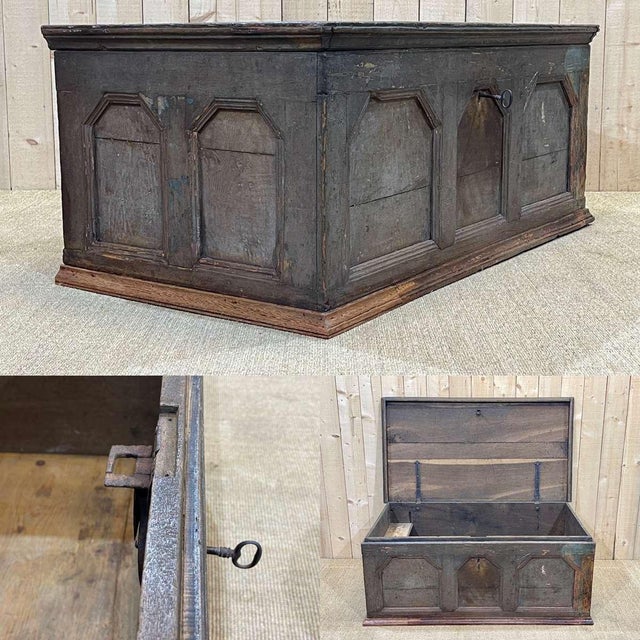 17th century chest in oak and fir - L=1m32, D=72cm, H=55cm.