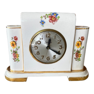 Vintage Sessions Floral Ceramic Mantel Clock With Gold Accents