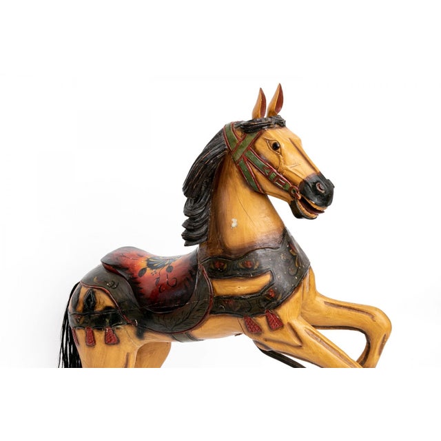 Vintage Painted Carousel Horse on Metal Support Stand For Sale In New York - Image 6 of 13