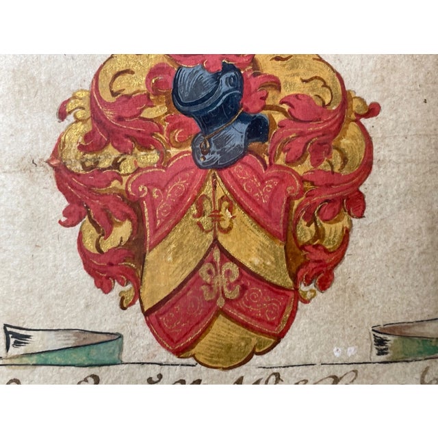 Share Antique Original 1603 Latin Armorial Coat of Arms Heraldic Painting Manuscript For Sale - Image 11 of 12