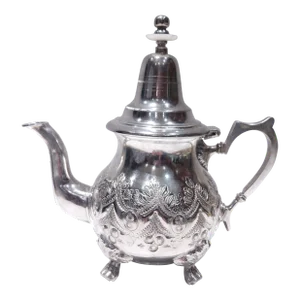 Early 1900s Antiques Moroccan Ornament Silver Brass Tea Pot