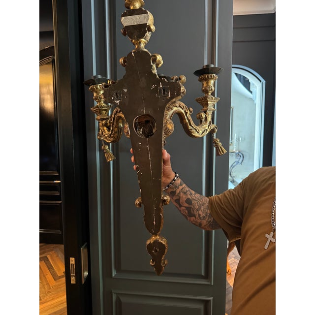Late 19th Century Large Gilded Wall Sconces - a Pair For Sale - Image 11 of 11