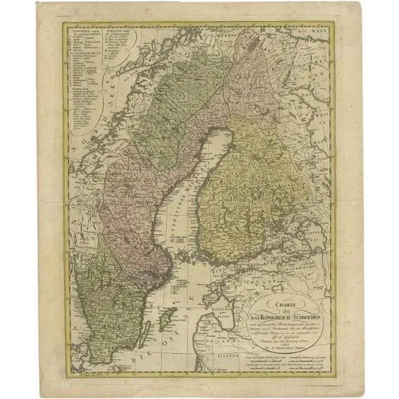 Sweden and Scandinavia Antique Map by F.L. Güssefeld, Homann Heirs, 1793s For Sale - Image 11 of 11