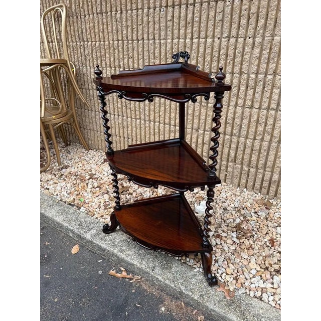 Victorian Antique Victorian Style Rosewood 3 Tier Corner Shelves Etageres Whatnot. For Sale - Image 3 of 11