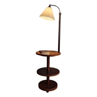 Swedish Funkis Floor Lamp with 3-Tier Table, 1940s For Sale