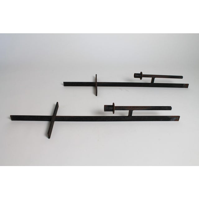 1960s Vintage Wrought Iron Cross Candelabra Wall Sconces Attributed to Van Keppel-Green, a Pair, Circa 1960s For Sale - Image 5 of 11