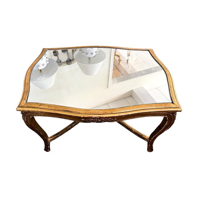 19th Century Coffee Table With Mirrored Top For Sale - Image 4 of 6